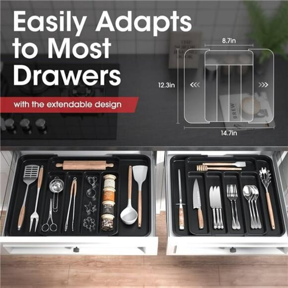 Expandable Silverware Drawer Organizer Utensil Cutlery Kitchen Storage - Picture 5 of 7